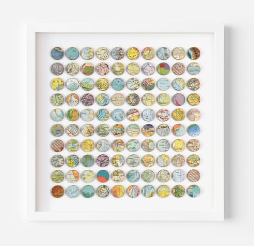 One Hundred World Map Dots Collage V1 | Paintings by Amelia Coward