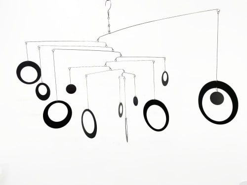 Modern Mobile in Black For Any Room -  Circles and Rings | Sculptures by Skysetter Designs