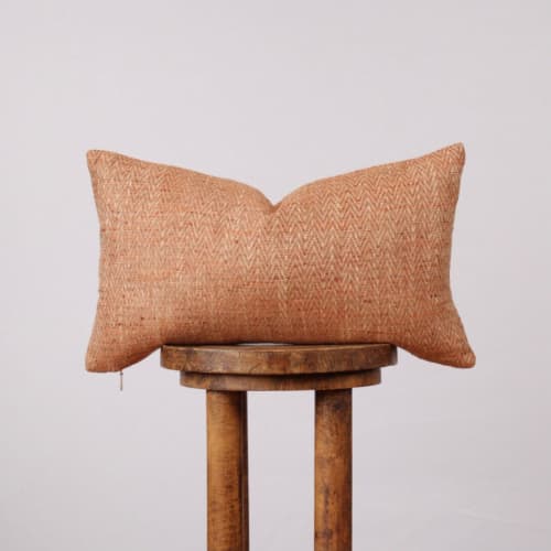 Rust Orange Woven Chevron Lumbar 12x20 | Pillows by Vantage Design