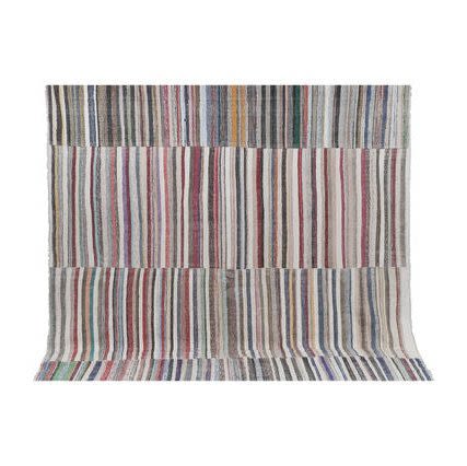 Vintage Striped Turkish Flat-Weave Kilim Rag 13'1'' X 13'2'' | Rugs by Vintage Pillows Store