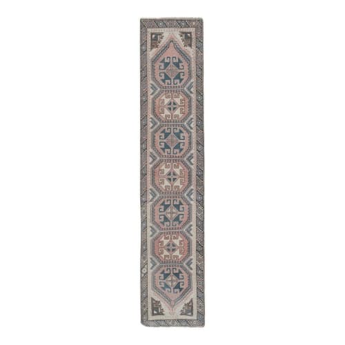 1970s Faded Turkish Oushak Runner Rug - Hallway Carpet | Rugs by Vintage Pillows Store