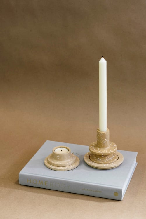 Terrazzo Candle Holder Set - Camel | Decorative Objects by Tropico Studio
