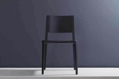 "Evo" CE7. Ebonized, Natural Leather | Dining Chair in Chairs by SIMONINI