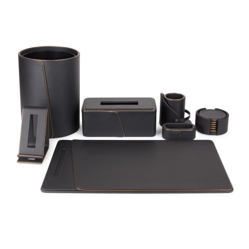 Noir Leather Office Set | Decorative Objects by Rikan