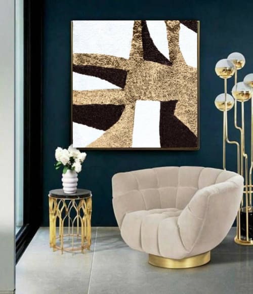 Textured Gold Leaf Art Gold Minimalist Painting Gold | Oil And Acrylic Painting in Paintings by Berez Art