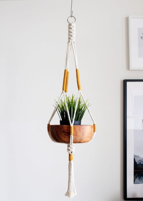 Minimalist Architectural Macrame Plant Hanger – 35” Handmade Indoor Planter | Plants & Landscape by Freefille