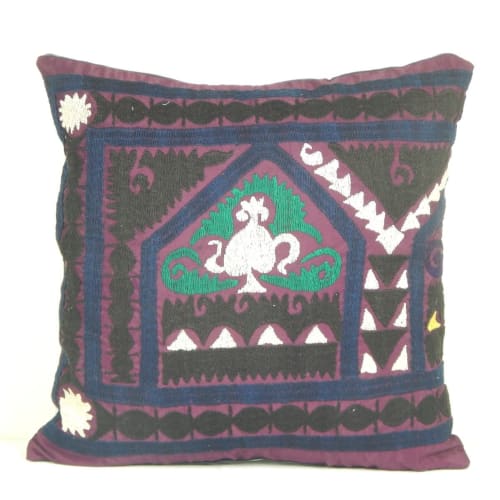 Uzbek Suzani Cushion Cover, Square Suzani Pillow Case Made f | Pillows by Vintage Pillows Store
