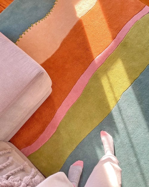 Stitched and Striped Hand Tufted Rug | Area Rug in Rugs by Jubi Rugs