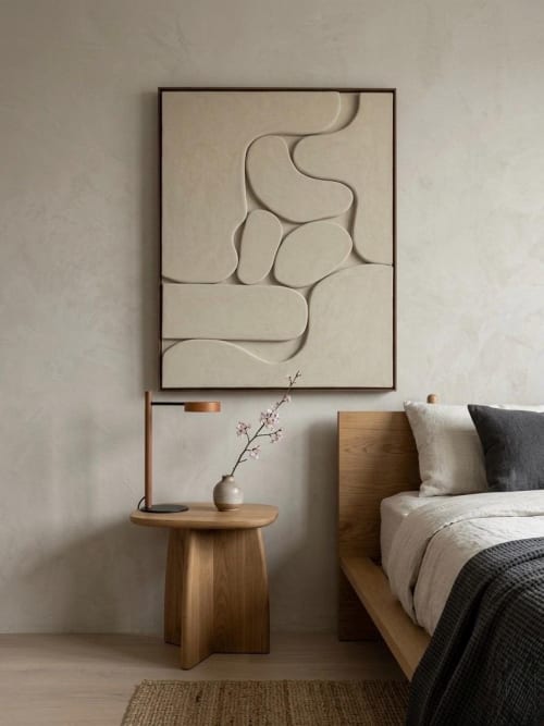 Modern Abstract Wall Sculpture – Minimalist 3D Art in Beige & White for Elegant Homes, Perfect Housewarming Gift - Wabi Sabi Style Artwork | Wall Hangings by Vaiva Art Atelier