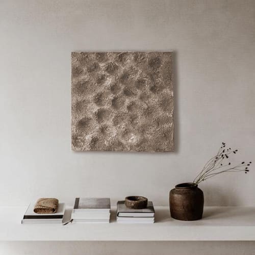 Handmade Rough Surface Wall Sculpture – Modern Geometric Plaster Art with Bold Textured Relief, Eco-Friendly Design for Unique Home Décor | Wall Hangings by Vaiva Art Atelier
