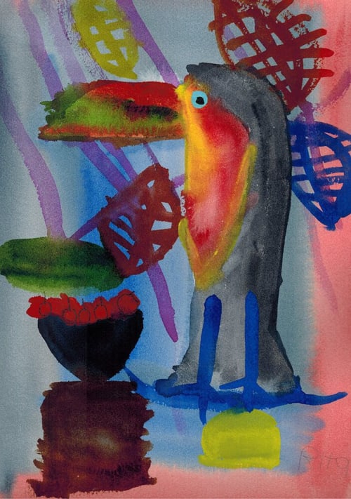 Toucan with Apples - Original Watercolor | Watercolor Painting in Paintings by Rita Winkler - "My Art, My Shop" (original watercolors by artist with Down syndrome)