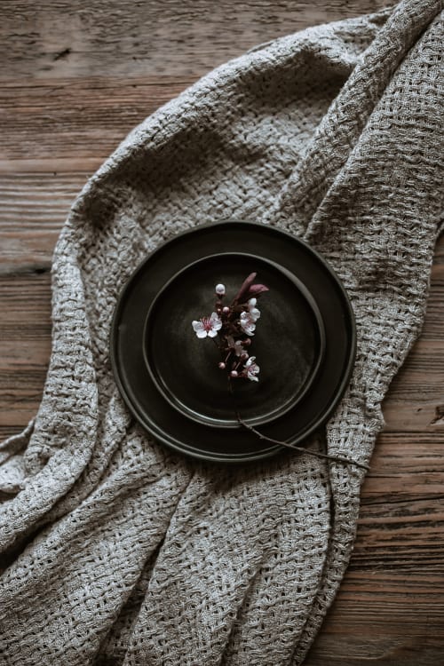Black matte stoneware saucer/small plate/little dish | Tableware by Laima Ceramics