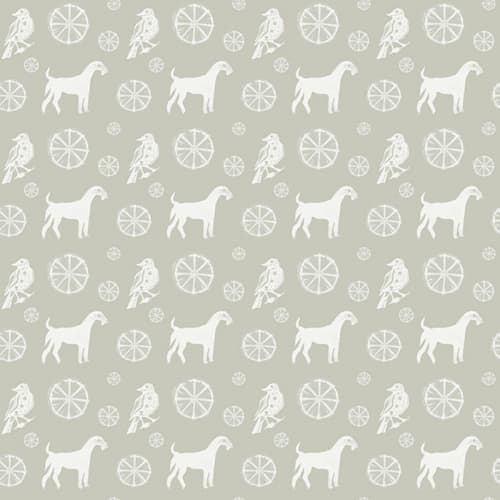 Bird Dog, Greige | Linens & Bedding by Philomela Textiles & Wallpaper