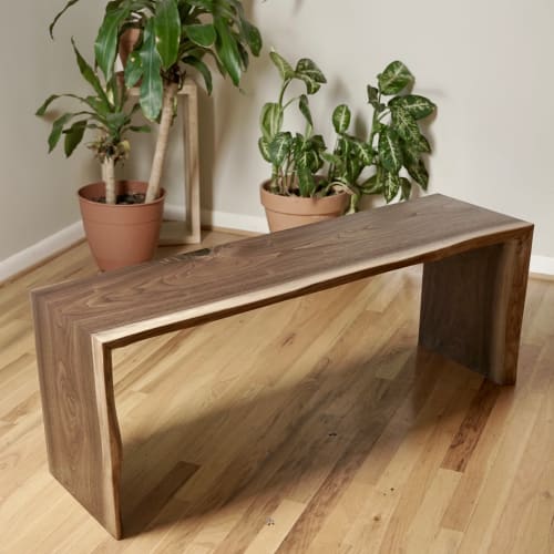 Live Edge Walnut Waterfall Bench, 30 inches wide | Benches & Ottomans by Crafted Glory