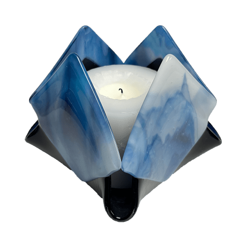 Blue Glass Decor | Candle Holder in Decorative Objects by Sand & Iron