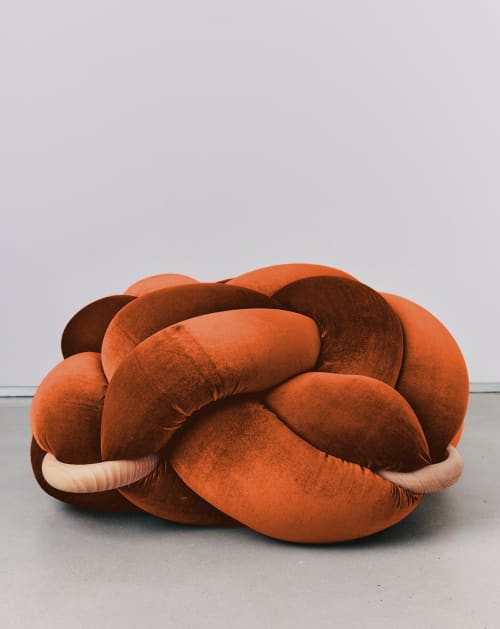(L) Copper Velvet Knot Floor Cushion | Pillows by Knots Studio
