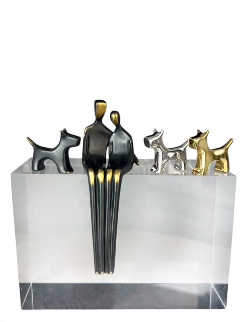 Combo Set: Close to Me Sculpture with Miniature 1.75" Dog | Sculptures by YENNY COCQ