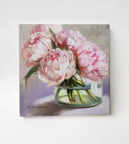 Peony flowers oil painting canvas original art, Floral | Paintings by Natart