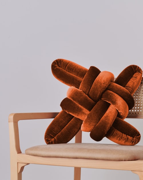 Copper Velvet Knot Pillow | Pillows by Knots Studio