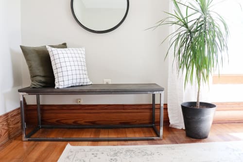 Modern Metal & Wood Bench | Benches & Ottomans by Hazel Oak Farms