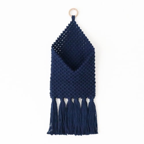 Macrame Letter Holder in Navy blue -Envelope | Wall Hangings by YASHI DESIGNS by Bharti Trivedi