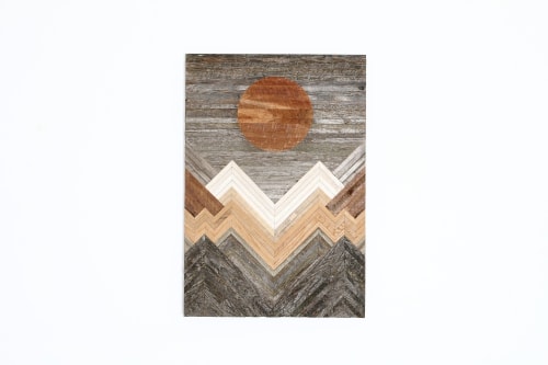 Sunny Mountains 22"x32": wood wall art | Wall Sculpture in Wall Hangings by Craig Forget
