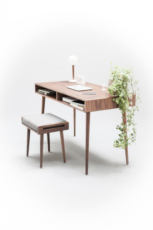 Modern Walnut Desk with Open Cubbies | Tables by Manuel Barrera Habitables