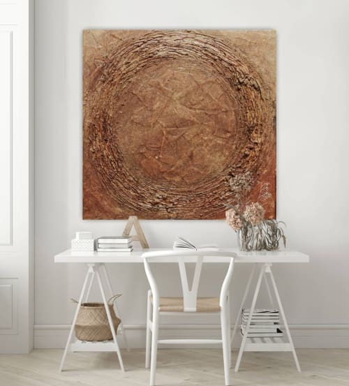 3D Art Beige Texture Painting Wabi Sabi Relief Wall Art | Oil And Acrylic Painting in Paintings by Berez Art