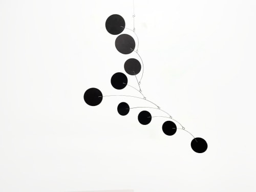 Mobile Art Bubble Wave in Black Mid Century Modern | Wall Sculpture in Wall Hangings by Skysetter Designs