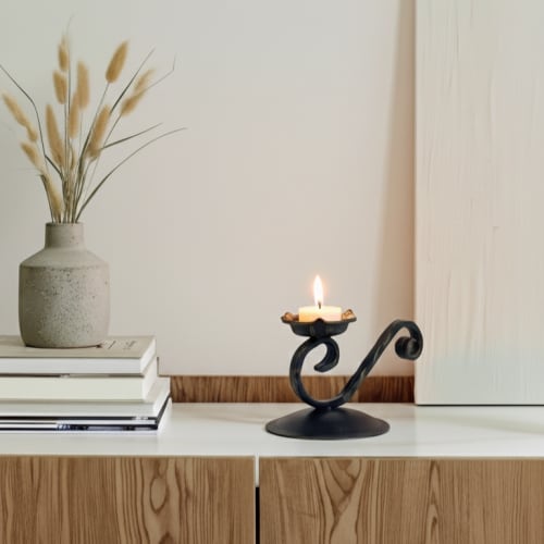 Cadence Candlestick | Handcrafted Curved Metal Candle Holder | Decorative Objects by edecra