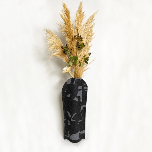 Vase Sleeve Merino Wool Felt 'Fragment' Charcoal Tall | Vases & Vessels by Lorraine Tuson