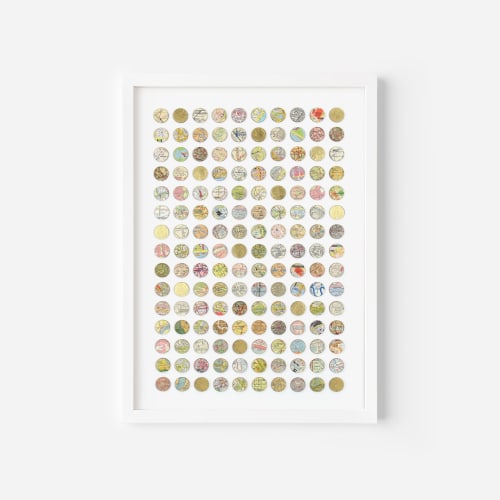 One Hundred and Fifty London Map Dots with Gold Leaf | Collage in Paintings by Amelia Coward