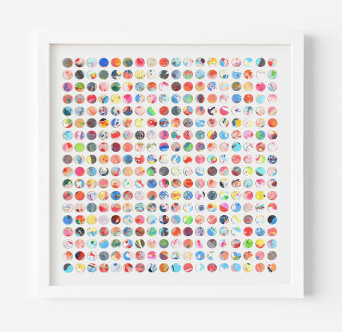Three Hundred and Twenty Four Marbled Dots Collage Painting | Paintings by Amelia Coward