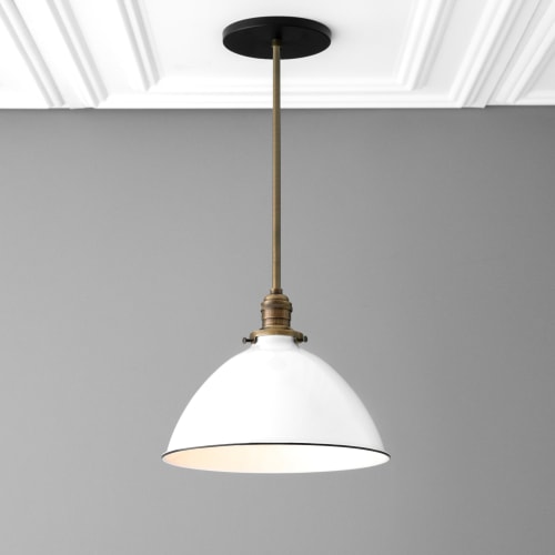 10 Inch White Shade Pendant Light - Model No. 8906 | Pendants by Peared Creation
