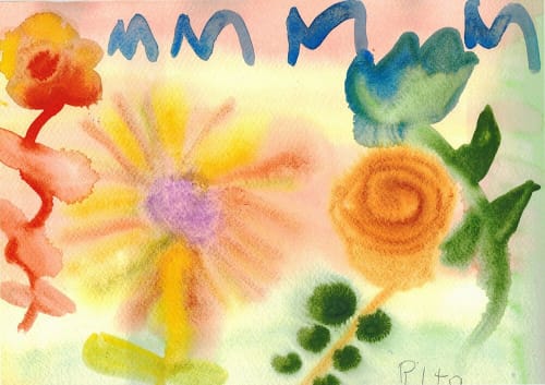 Flowers for a  Friend - Original Watercolor | Watercolor Painting in Paintings by Rita Winkler - "My Art, My Shop" (original watercolors by artist with Down syndrome)