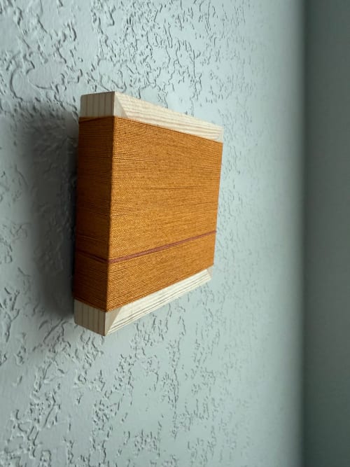 Mini Woven Tile - String Theory-  Rust and Rose #1 | Wall Sculpture in Wall Hangings by Mpwovenn Fiber Art by Mindy Pantuso