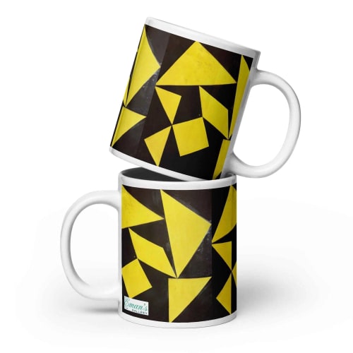 Coffee  Mug - Golden Fracture - Geometric Minimalist | Work by Eman's Gallery