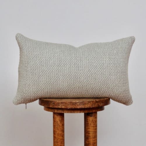 Knotted Grey Wool Lumbar Pillow 12x20 | Pillows by Vantage Design