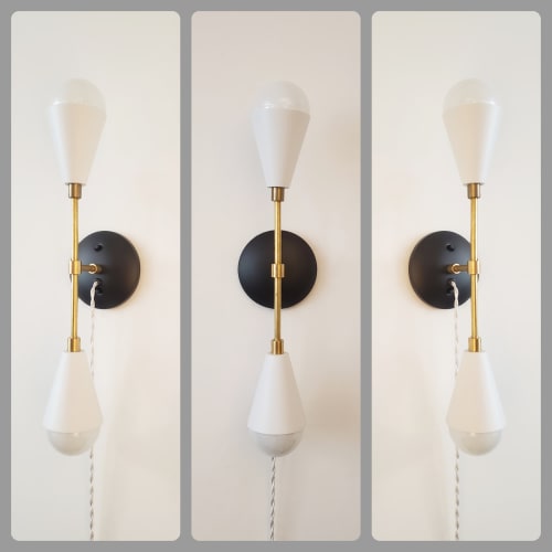Plug in Modern Wall Sconce - Mid Century Wall Light - Black | Sconces by Retro Steam Works