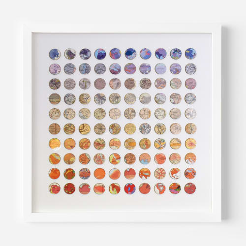 One Hundred Red to Purple Map Dots Collage | Paintings by Amelia Coward