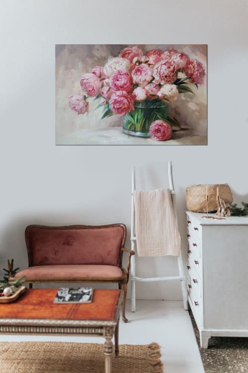 Peony painting, Oil painting original, Large floral painting | Paintings by Natart