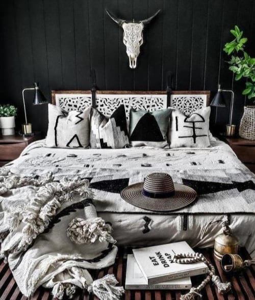 Boho Set of 4 Handwoven Wool Throw Pillows | Pillows by Mumo Toronto Inc
