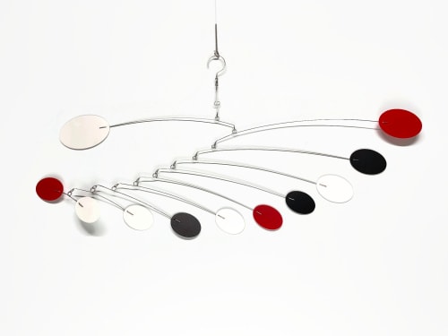 Mobile for Low Ceilings in Zen Style Black Red White | Wall Hangings by Skysetter Designs