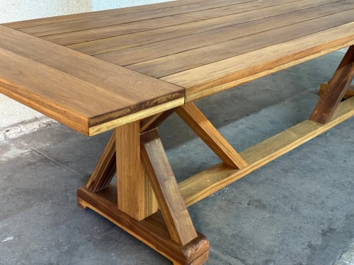 Handmade Outdoor Dining Table, Trestle Farmhouse Style Table, made in USA | Tables by Marco Bogazzi