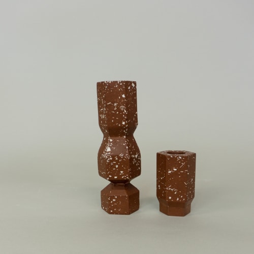 Boho Brown Terrazzo - Candleholder Set | Decorative Objects by Tropico Studio