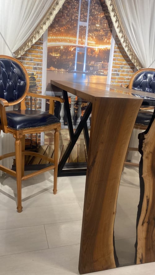 Custom Order Dark Walnut bar counter, Epoxy Table Live Edge | Dining Table in Tables by LuxuryEpoxyFurniture