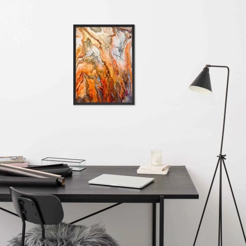 Framed Print - Canyon - Fluid Abstract Earth Tone Geo Art | Work by Eman's Gallery