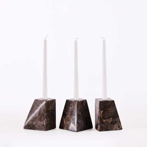 Pyramid Candle Holders Grey | Work by District Loom