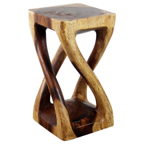 Haussmann® Wood Vine Twist Stool Accent Table 12 in x 22 in | Chairs by Haussmann®