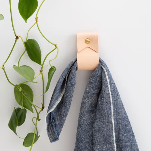 Small Wide Leather Wall Strap [Flag End] | Storage by Keyaiira | leather + fiber | Artist Studio in Santa Rosa